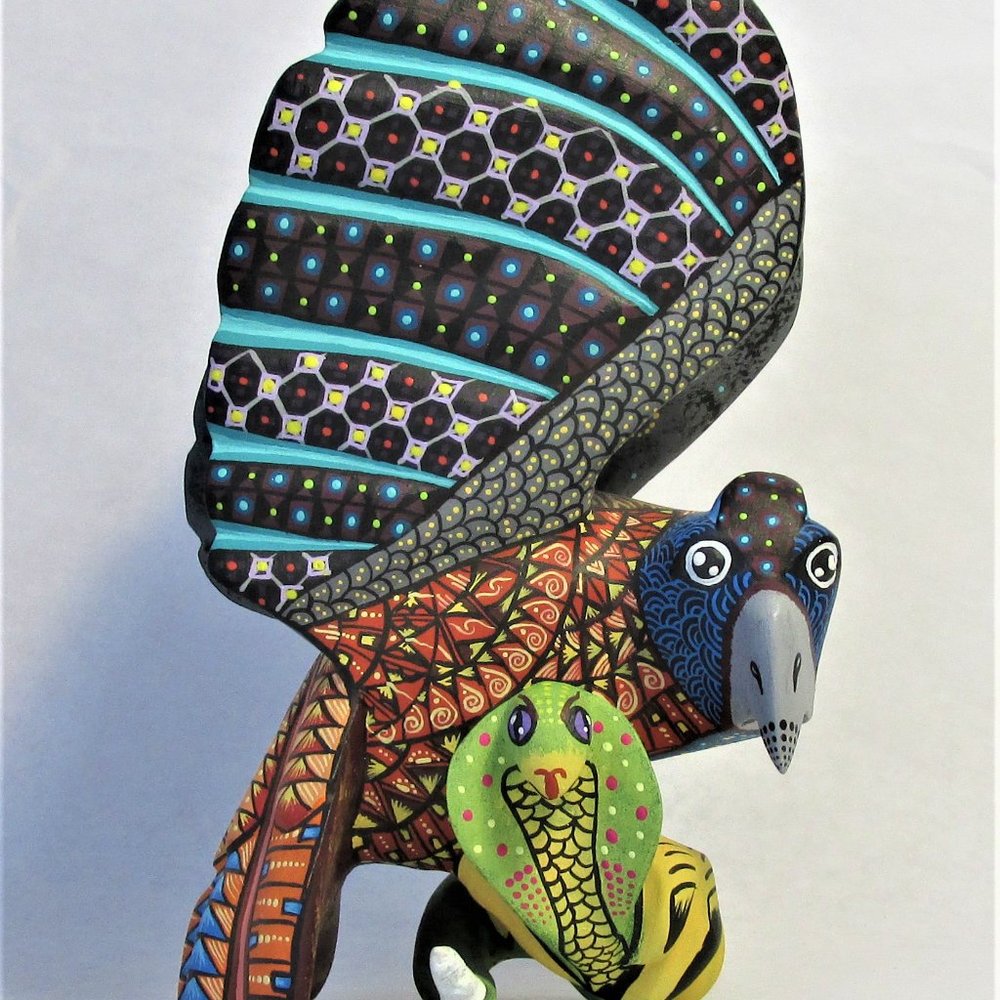 Eagle and Cobra Alebrije Hand Painted and Carved in Oaxaca, Mexico